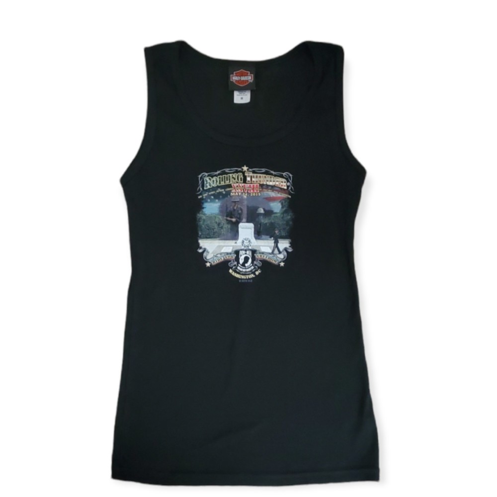 Harley Davidson Tank Top Black w/ Rolling Thunder 2015 Washington DC Size Medium